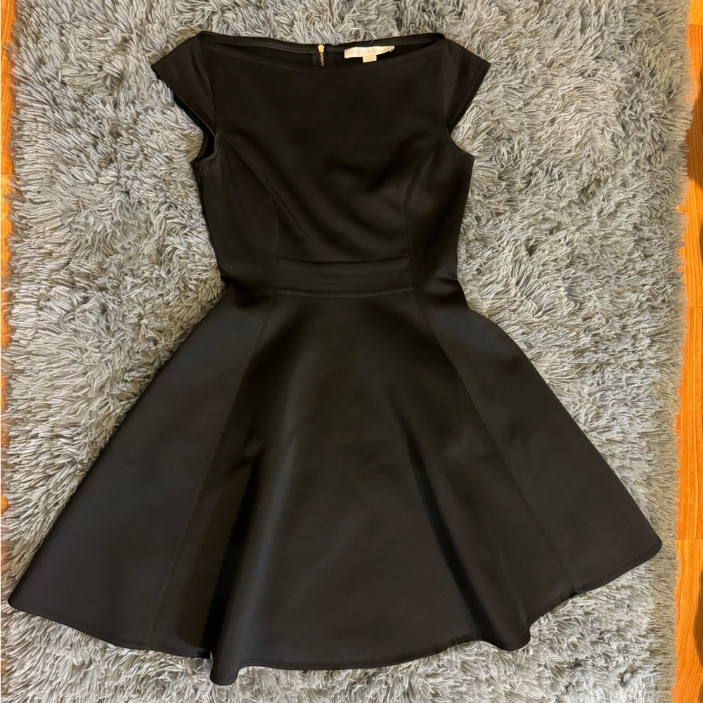 Boston Proper black midi dress A-line back zipper size 4